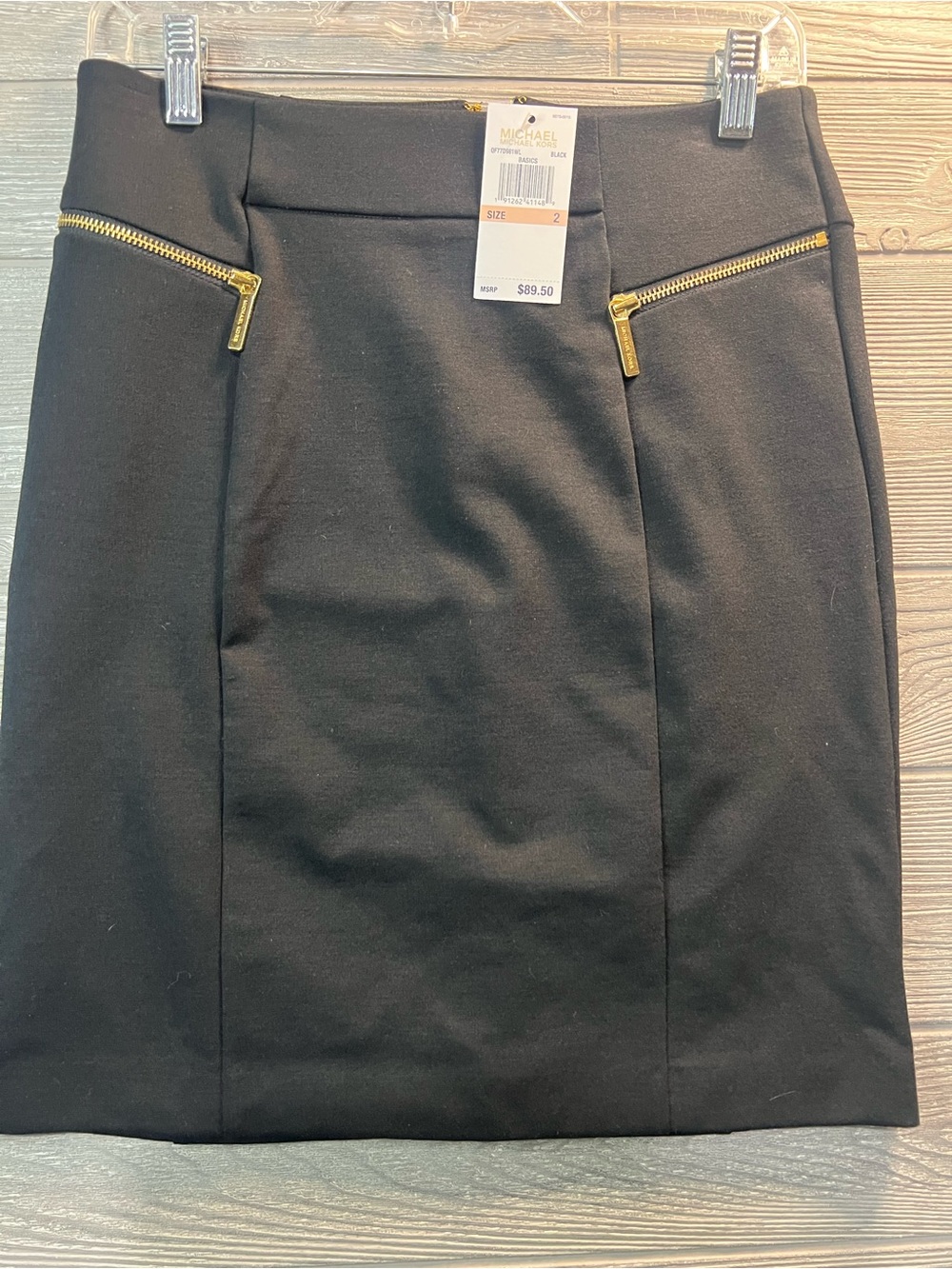 Michael Kors Black Pencil Skirt with Gold Zipper Detail